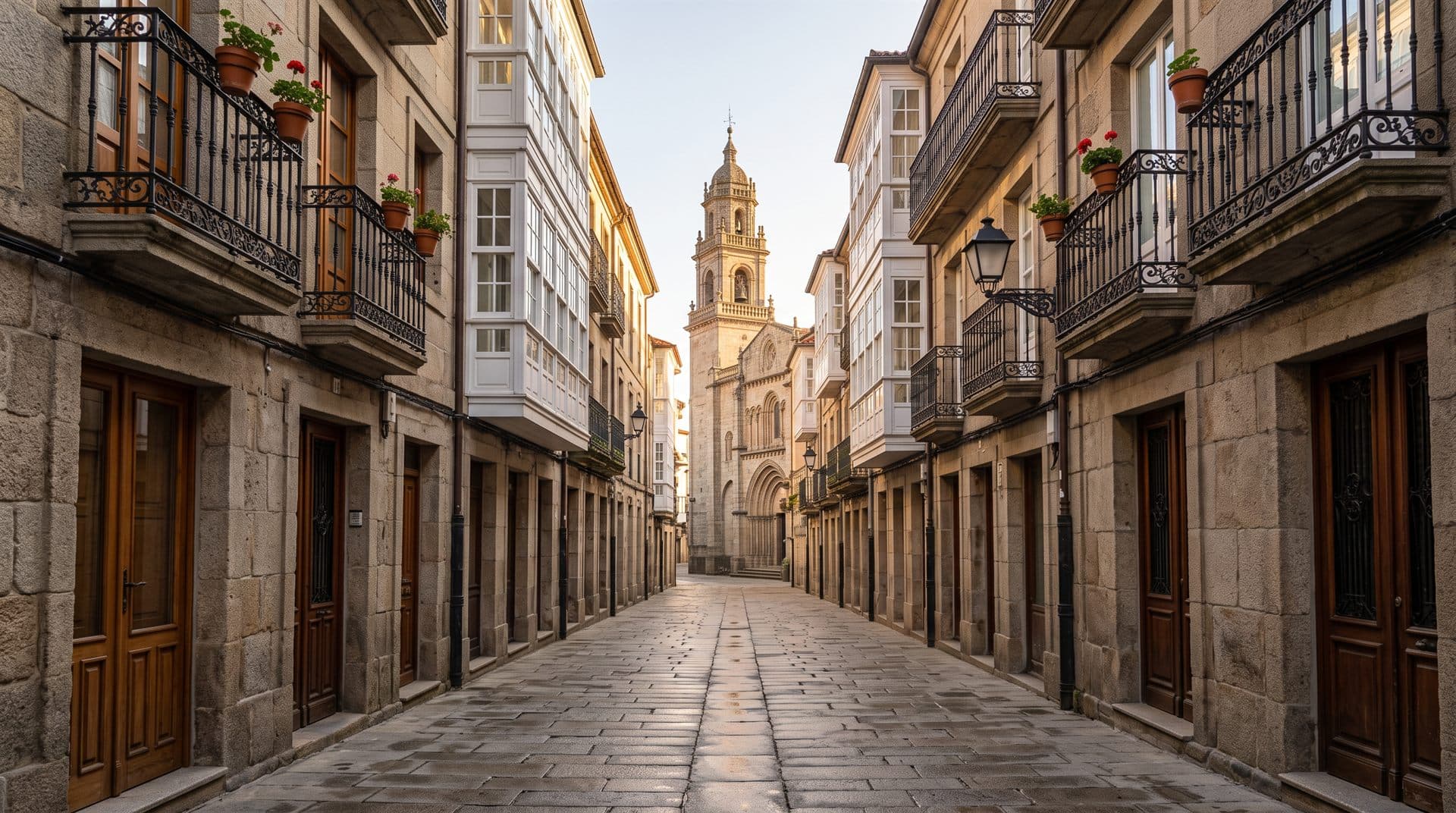 Calle del casco histórico de Ourense cerca del bufete de abogadas